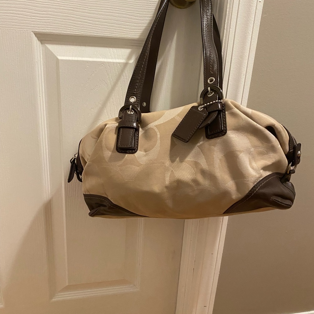 Coach Brown Cloth and Leather Bag